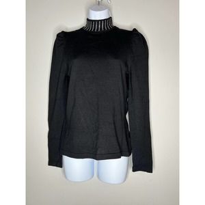 NWT QUESTIONS? Black knit turtleneck top with sparkles